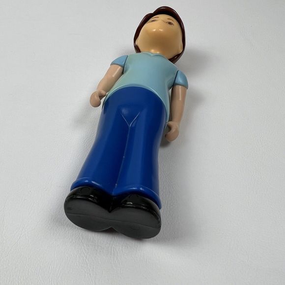LITTLE TIKES VTG Dollhouse Dad Father Doll Figure Blue Shirt Brown Hair Toy - Picture 5 of 7